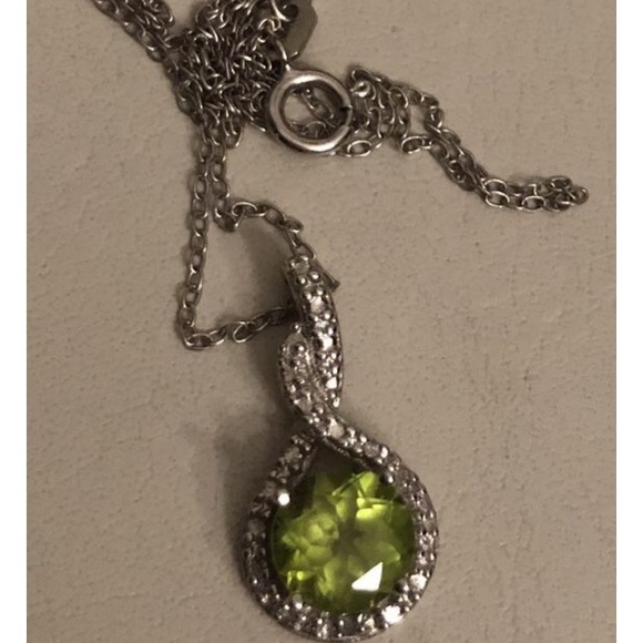 Vtge MARCELLA Peridot 🇮🇹 925 Pendant Necklace - Picture 3 of 8
